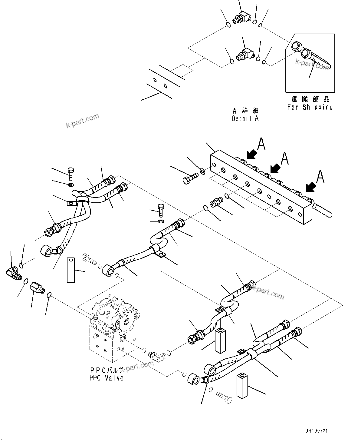 Komatsu parts book diagram for PC2000-11R S/N 31001-UP: CAB, PPC VALVE PIPING(#31001-)