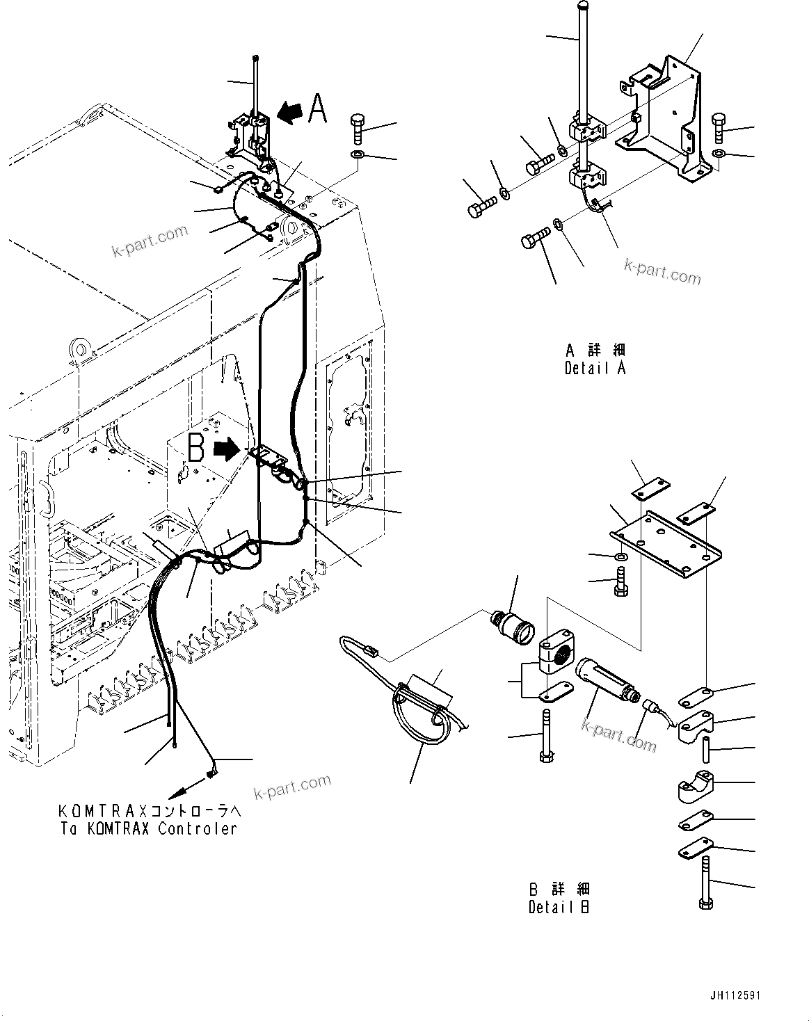 Komatsu parts book diagram for PC2000-11R S/N 31001-UP: CAB, KOMTRAX ANTENNA (KOMTRAX PLUS, ORBCOMM, WITH WI-FI ANTENNA)(#31001-)