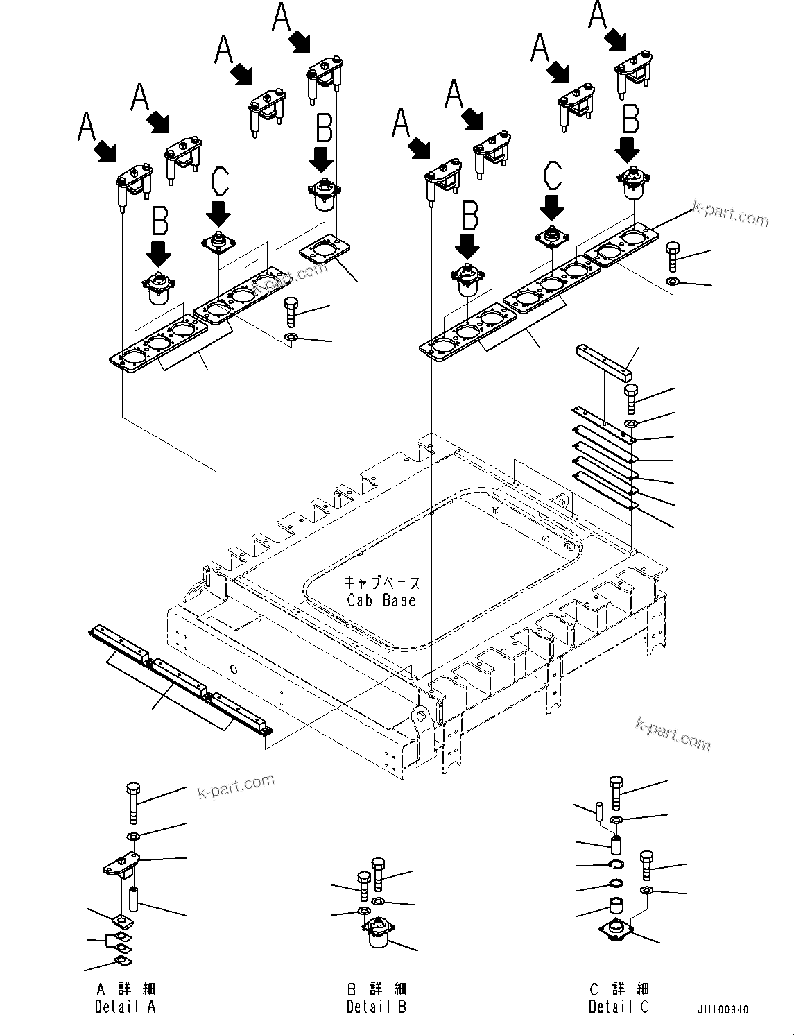 Komatsu parts book diagram for PC2000-11R S/N 31001-UP: FLOOR FRAME MOUNTING, (CAB FRONT FULL GUARD)(#30001-)