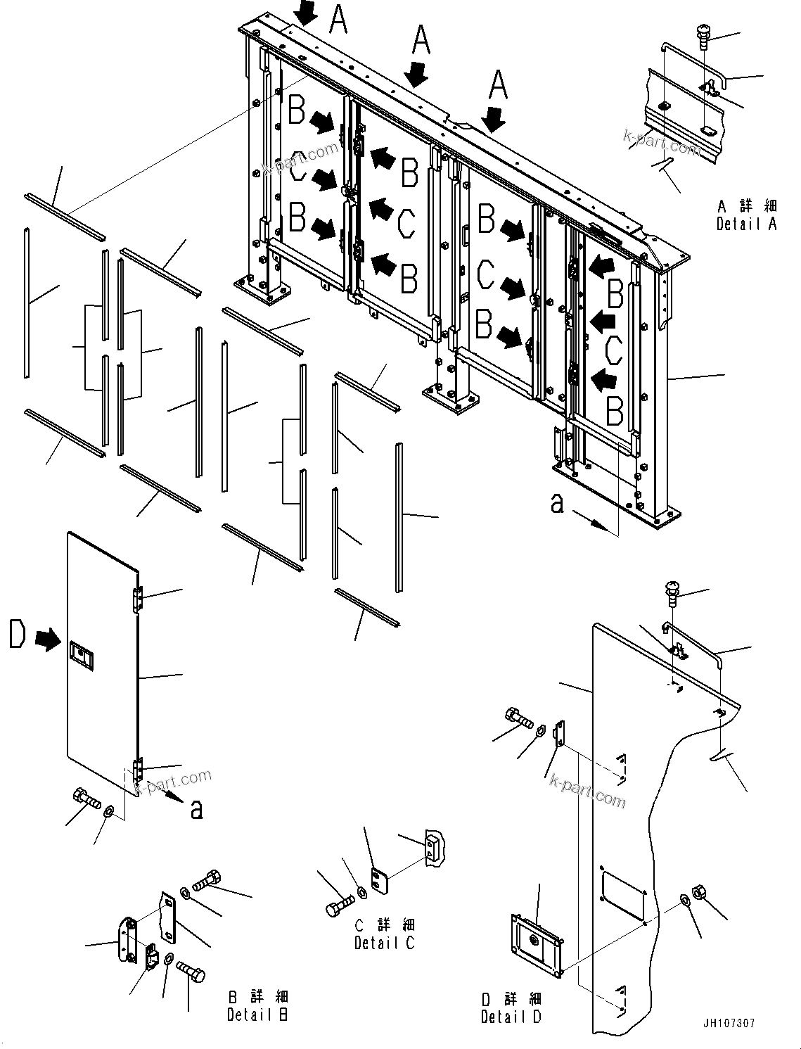 Komatsu parts book diagram for PC2000-11R S/N 31001-UP: ENGINE HOOD, FRONT COVER (1/2)(#30001-)