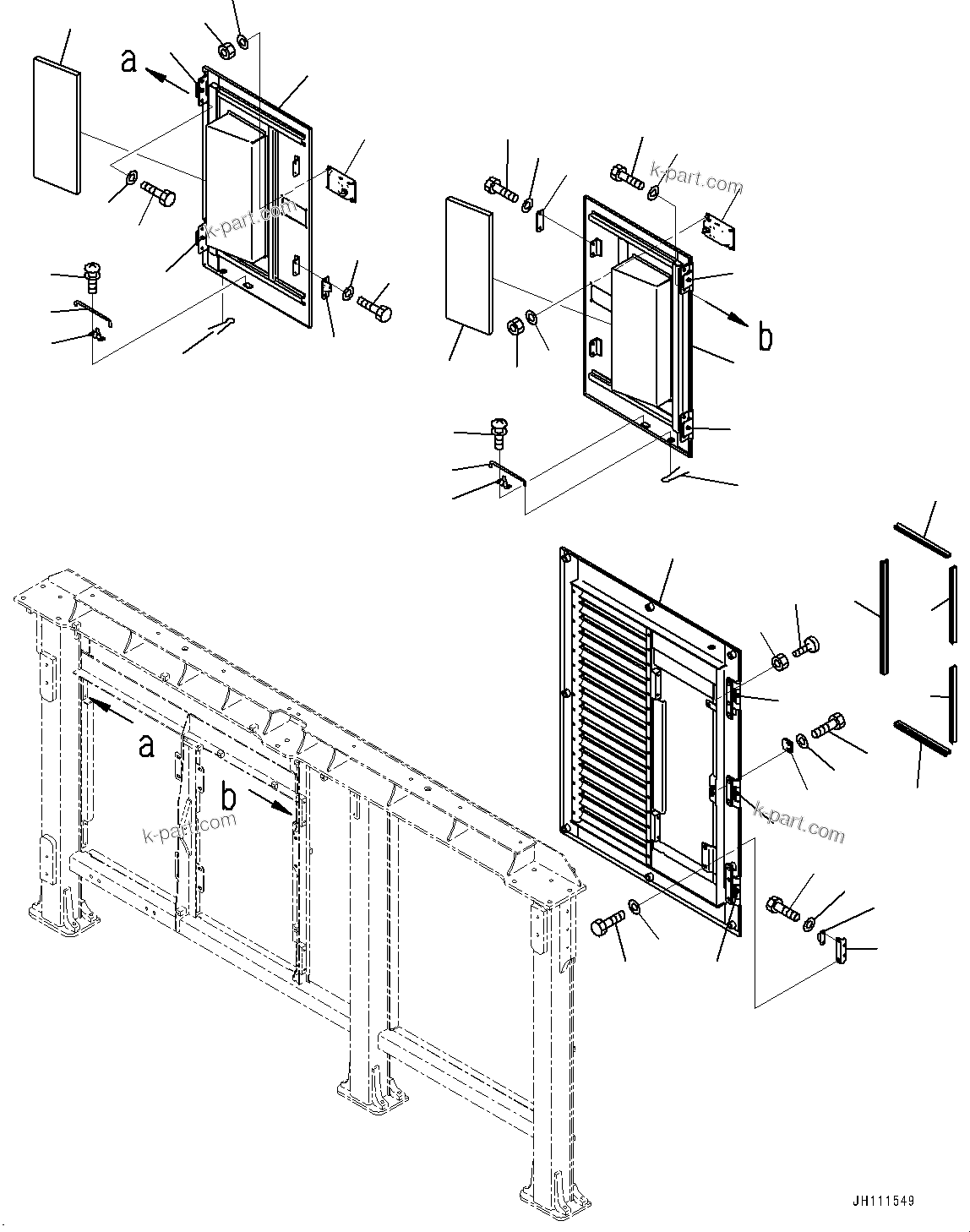 Komatsu parts book diagram for PC2000-11R S/N 31001-UP: ENGINE HOOD, COVER, REAR (2/3)(#30001-)