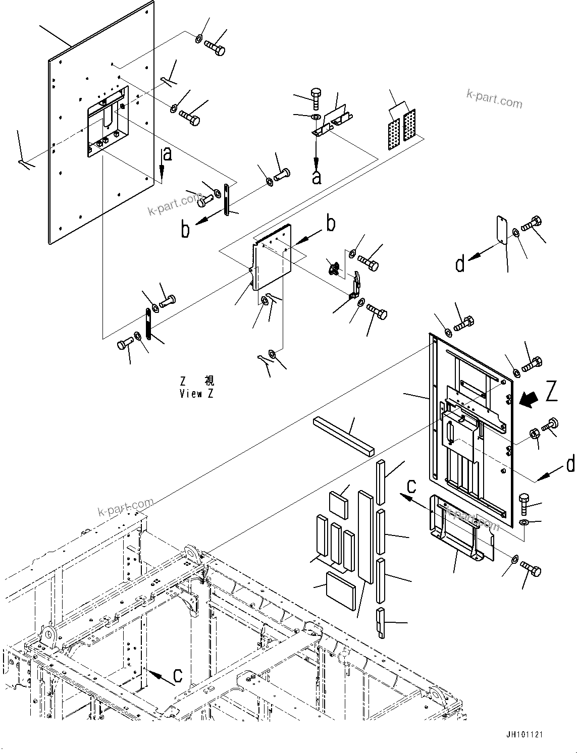 Komatsu parts book diagram for PC2000-11R S/N 31001-UP: ENGINE HOOD, COVER, R.H.(#30001-)