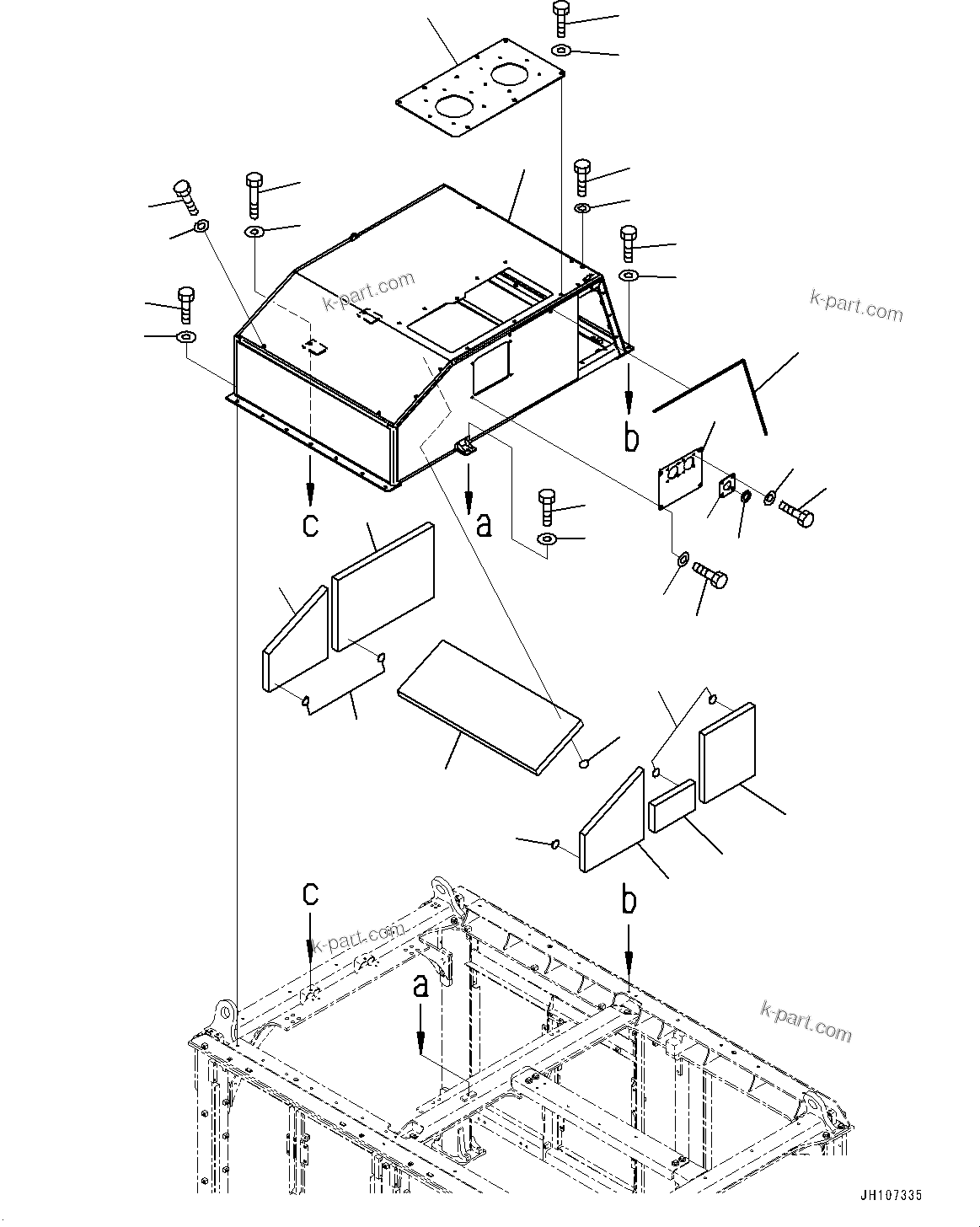 Komatsu parts book diagram for PC2000-11R S/N 31001-UP: ENGINE HOOD, HOOD (1/2)(#30001-)