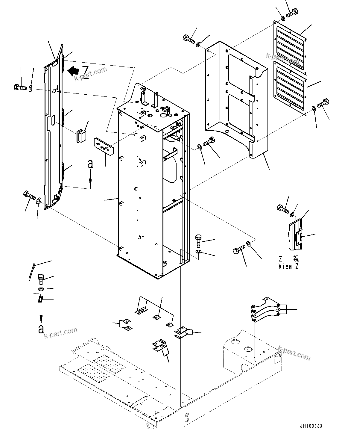 Komatsu parts book diagram for PC2000-11R S/N 31001-UP: SIDE COVER L.H., CONDENSER BOX(#30001-)