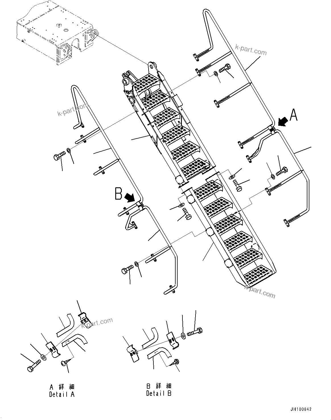 Komatsu parts book diagram for PC2000-11R S/N 31001-UP: SIDE COVER L.H., HYDRAULIC LADDER(#30001-)
