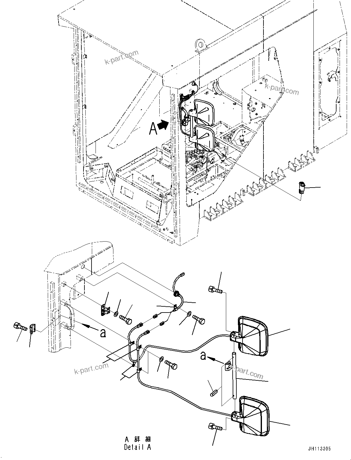 Komatsu parts book diagram for PC2000-11R S/N 31001-UP: REARVIEW MIRROR, MIRROR (HEATER)(#31001-)