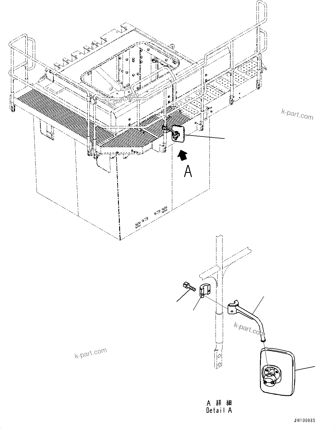 Komatsu parts book diagram for PC2000-11R S/N 31001-UP: REARVIEW MIRROR, L.H.(#30001-)