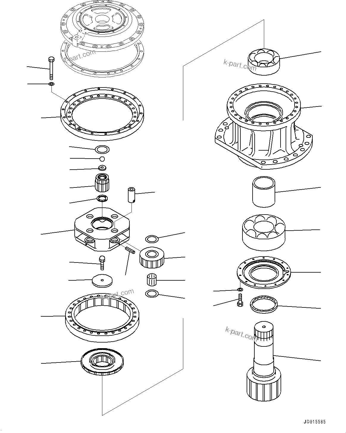 Komatsu parts book diagram for PC2000-11R S/N 31001-UP: SWING MACHINERY, FRONT (1/2)(#30001-)