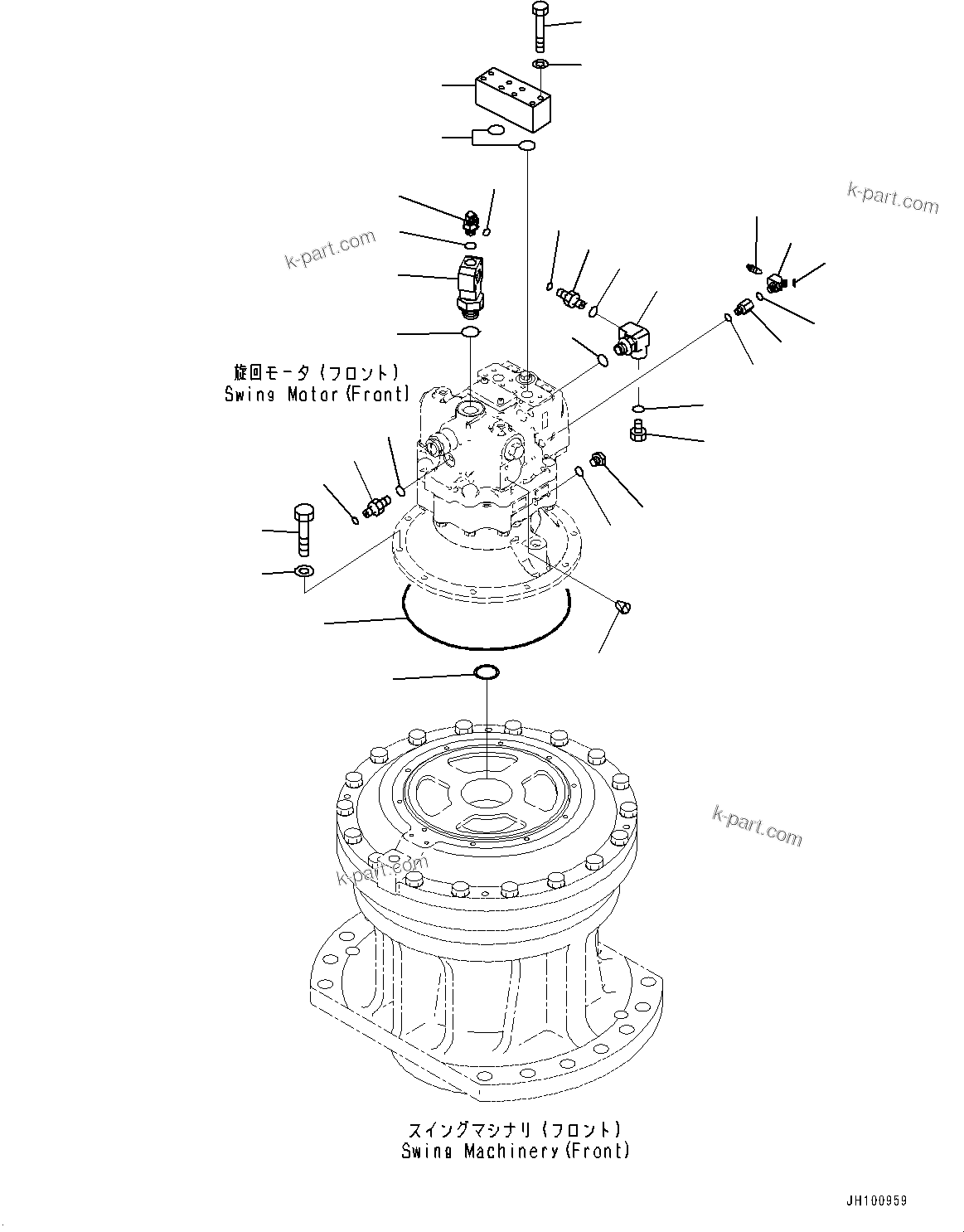 Komatsu parts book diagram for PC2000-11R S/N 31001-UP: SWING MOTOR, RELATED PARTS, FRONT(#30001-)