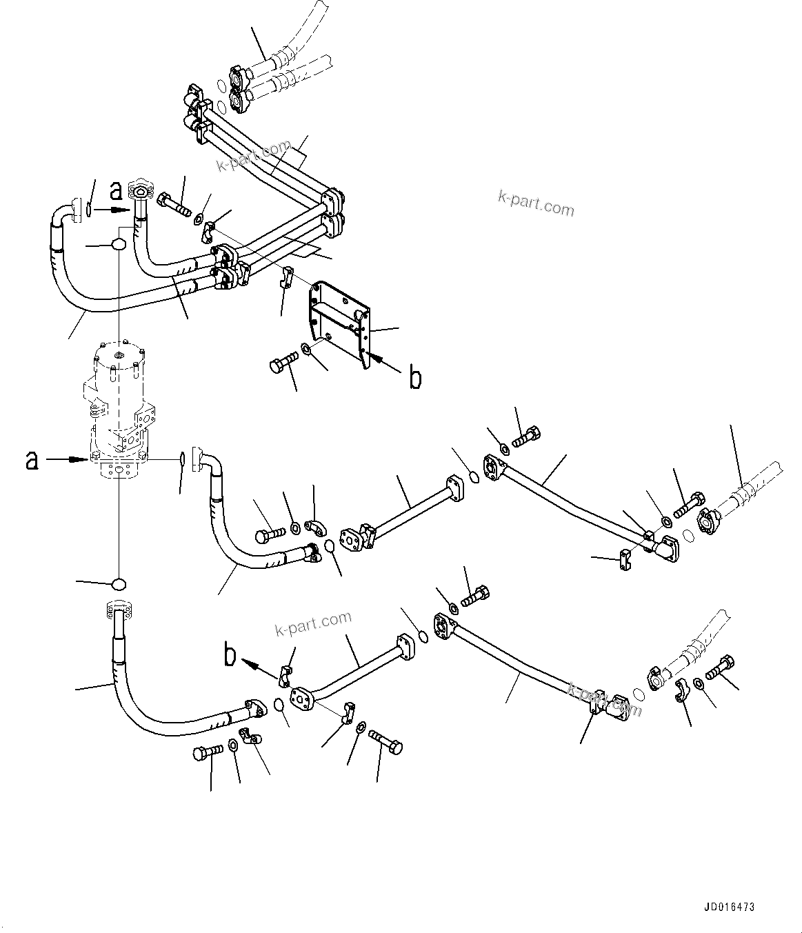 Komatsu parts book diagram for PC2000-11R S/N 31001-UP: TRAVEL PIPING, HOSE (1/3)(#30001-)