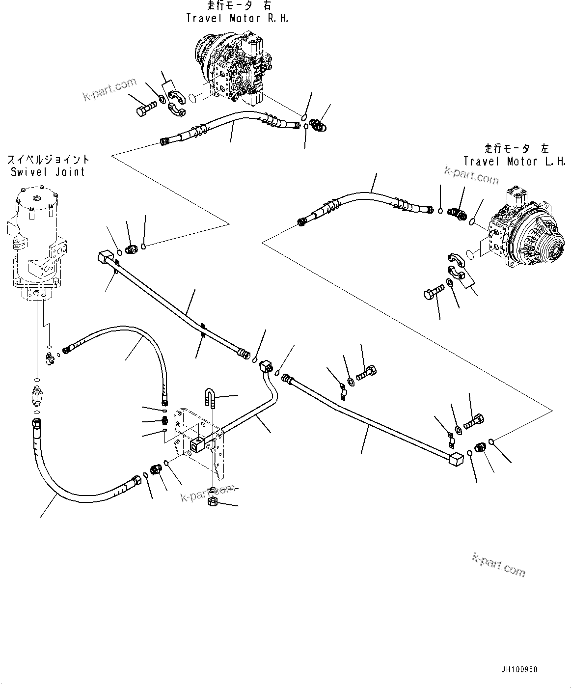 Komatsu parts book diagram for PC2000-11R S/N 31001-UP: TRAVEL PIPING, HOSE (2/3)(#30001-)