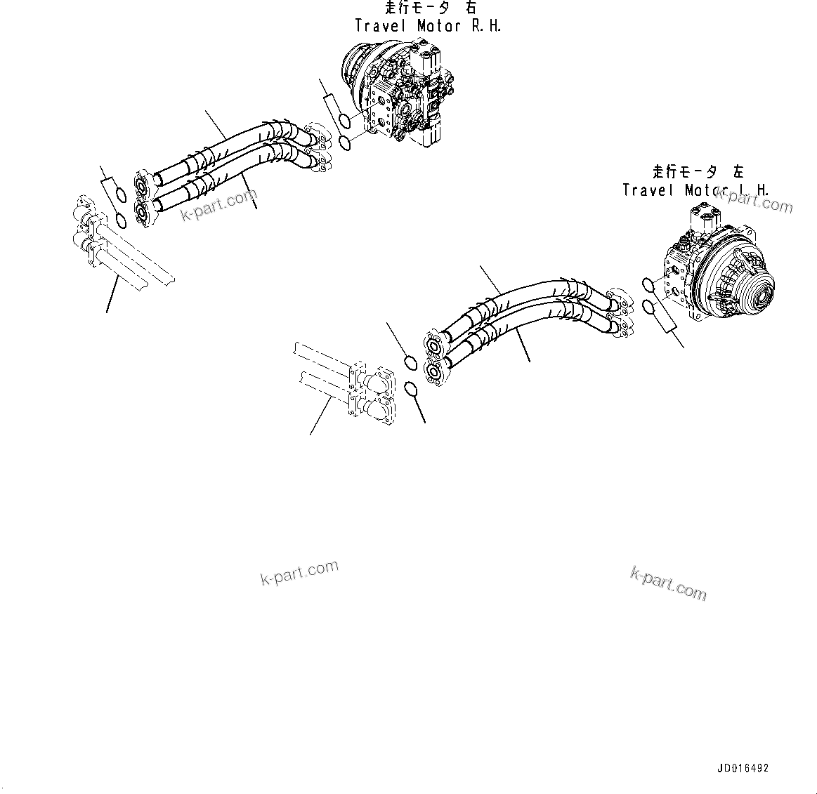 Komatsu parts book diagram for PC2000-11R S/N 31001-UP: TRAVEL PIPING, HOSE (3/3)(#30001-)