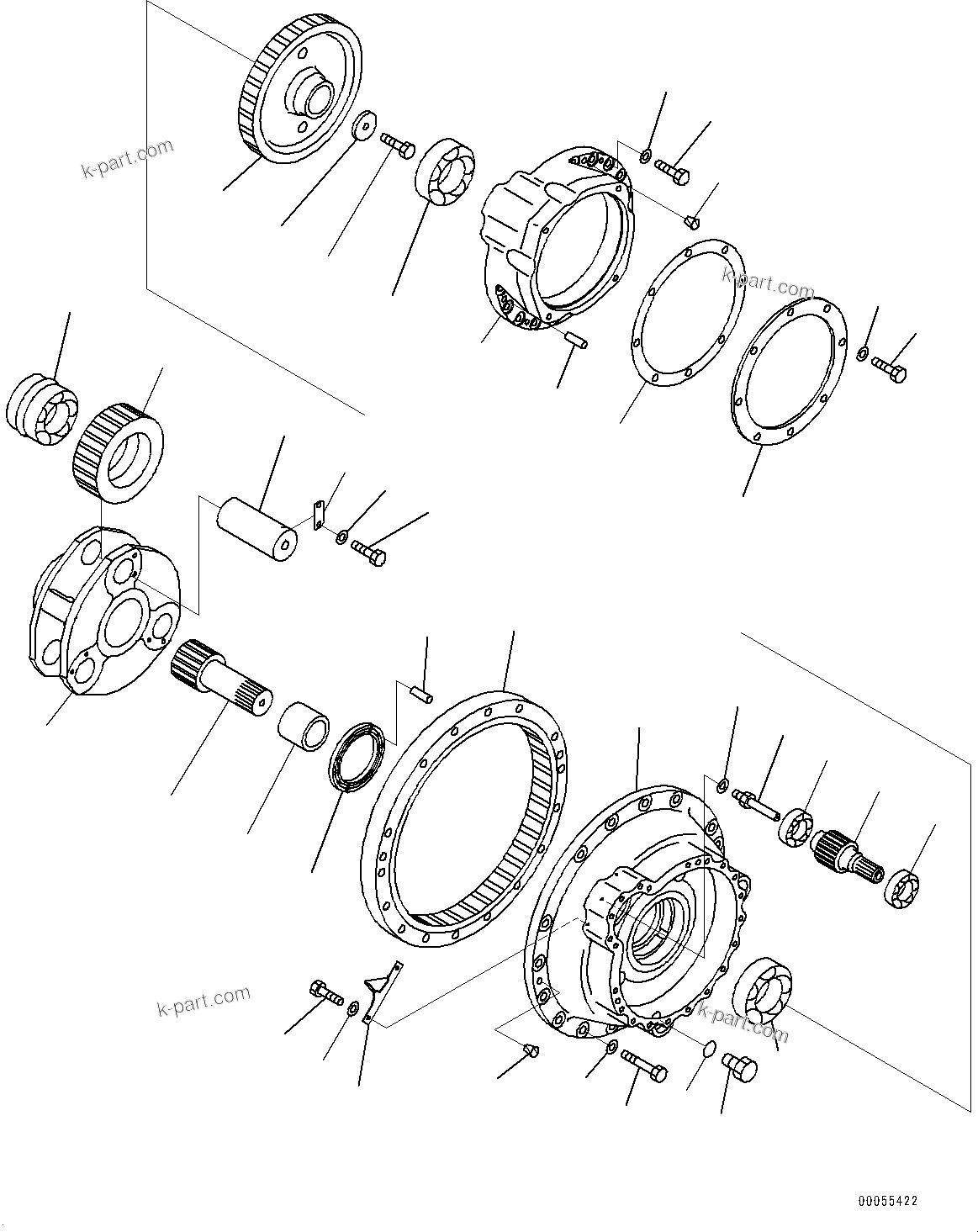 Komatsu parts book diagram for PC2000-11R S/N 31001-UP: FINAL DRIVE, R.H. (2/2) (SUPPLY ONLY)(#30001-30014)