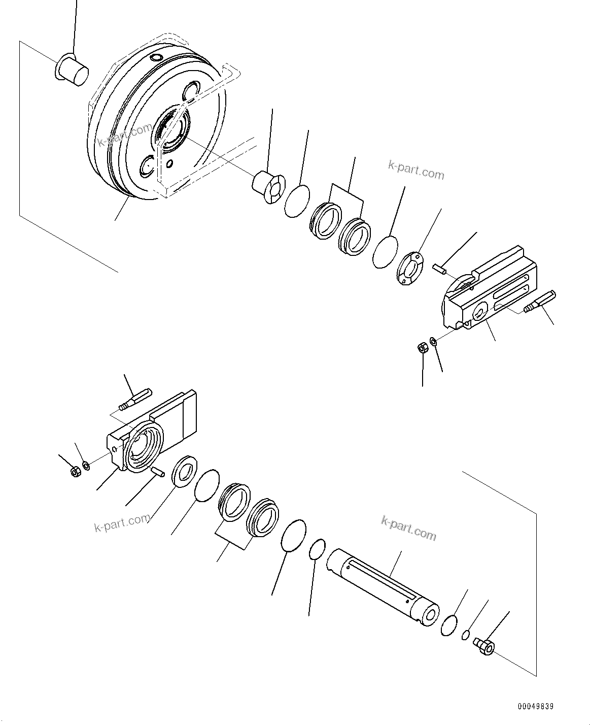 Komatsu parts book diagram for PC2000-11R S/N 31001-UP: IDLER CUSHION, FRONT IDLER, L.H.(#30002-)