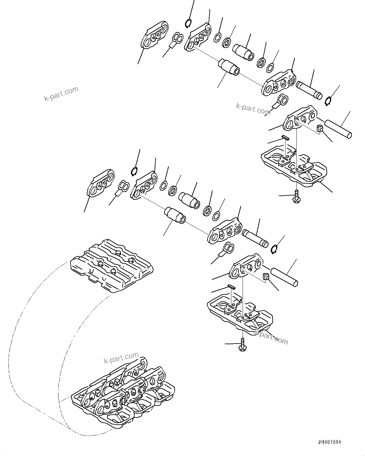 Komatsu parts book diagram for PC2000-11R S/N 31001-UP: TRACK SHOE ASSEMBLY, (ROUND HOLED DOUBLE GROUSER SHOE, 810MM WIDTH, GREASE SEALED TYPE, 98 SET)(#30001-)