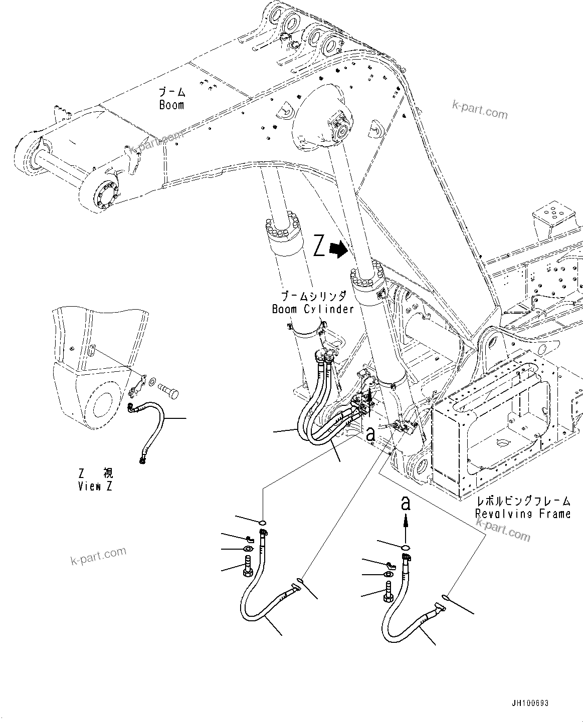 Komatsu parts book diagram for PC2000-11R S/N 31001-UP: BOOM CYLINDER PIPING, (#30001-30003)