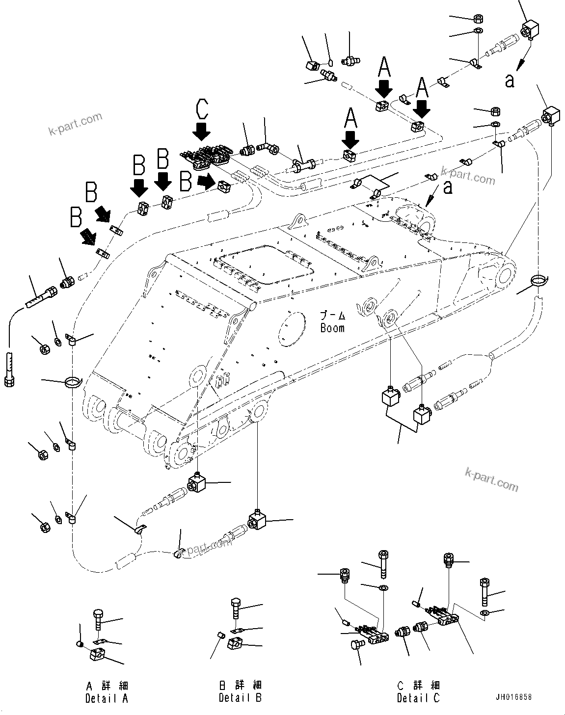 Komatsu parts book diagram for PC2000-11R S/N 31001-UP: LOADING SHOVEL, BOOM AND ARM, LUBRICATION PIPING (1/3)(#30001-)