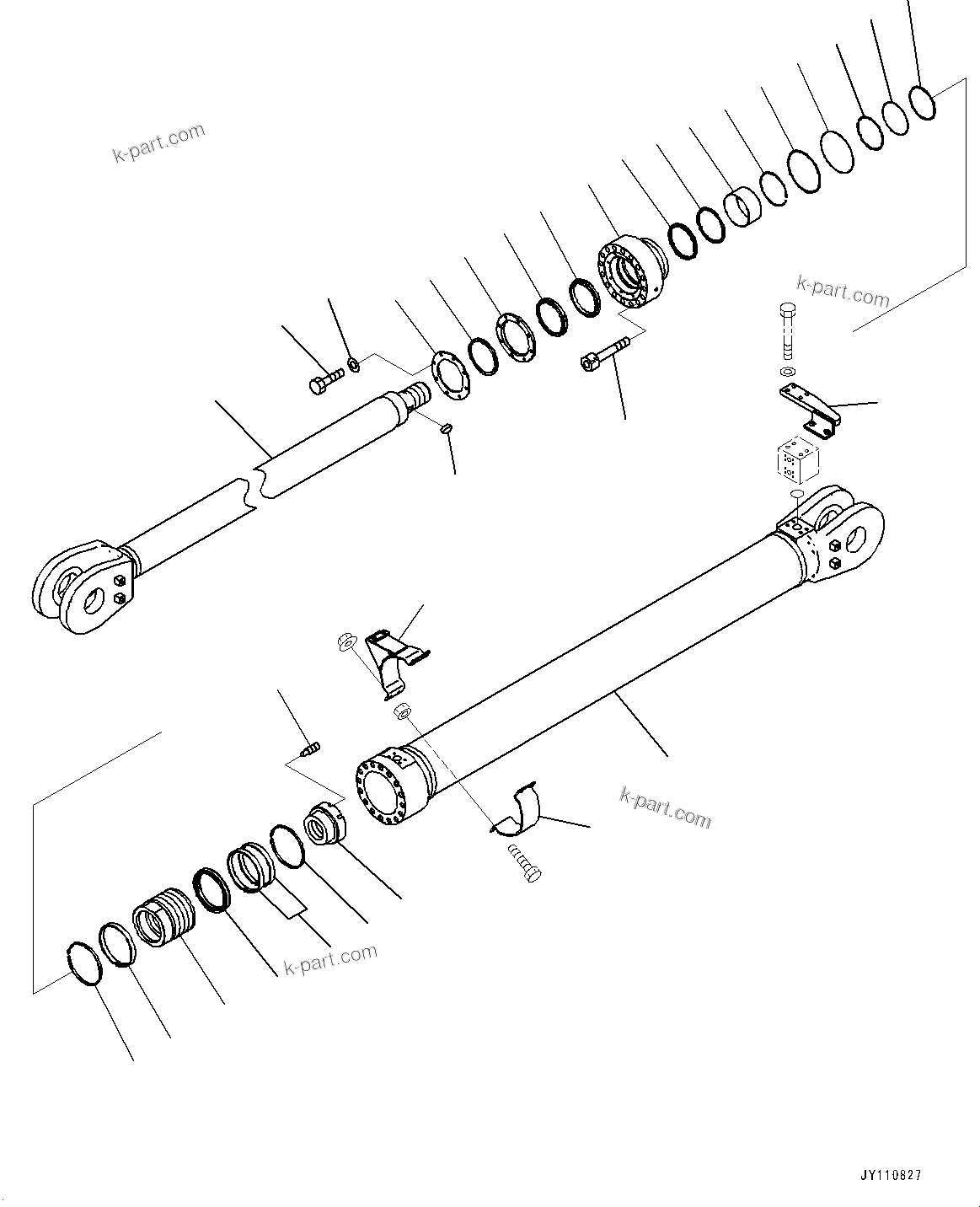 Komatsu parts book diagram for PC2000-11R S/N 31001-UP: LOADING SHOVEL, BOOM AND ARM, INNER PARTS, ARM CYLINDER, R.H. (1/2)(#30001-)