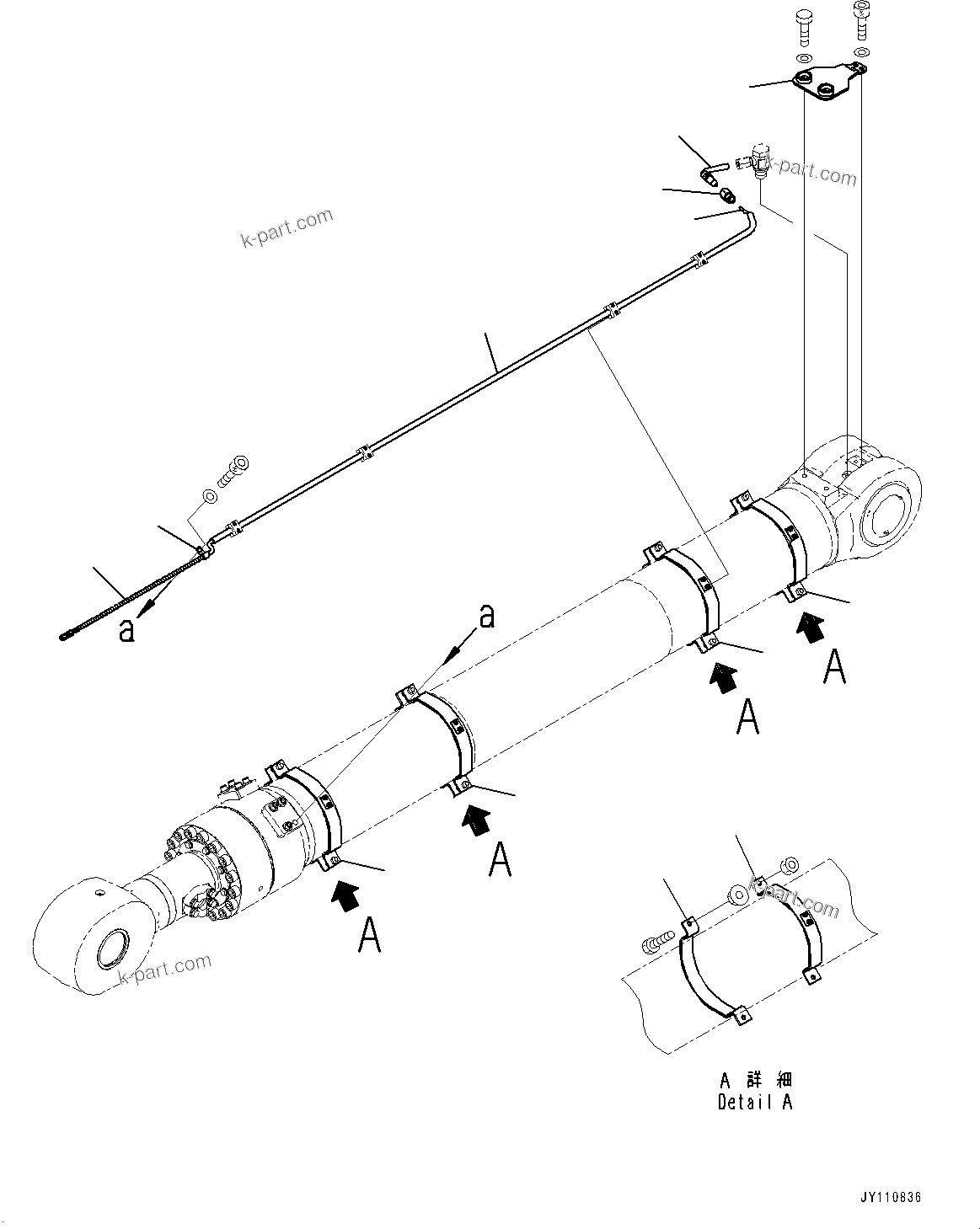 Komatsu parts book diagram for PC2000-11R S/N 31001-UP: LOADING SHOVEL, BOOM AND ARM, INNER PARTS, BUCKET CYLINDER, L.H. (1/3)(#30001-)