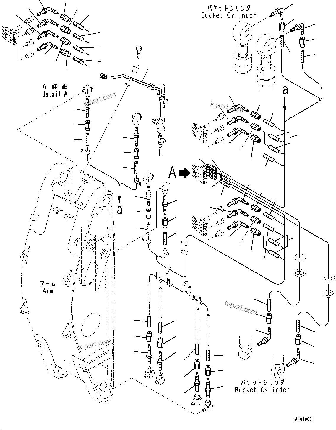 Komatsu parts book diagram for PC2000-11R S/N 31001-UP: LOADING SHOVEL, BOOM AND ARM, LUBRICATION PIPING, HOSE (2/2)(#30001-)