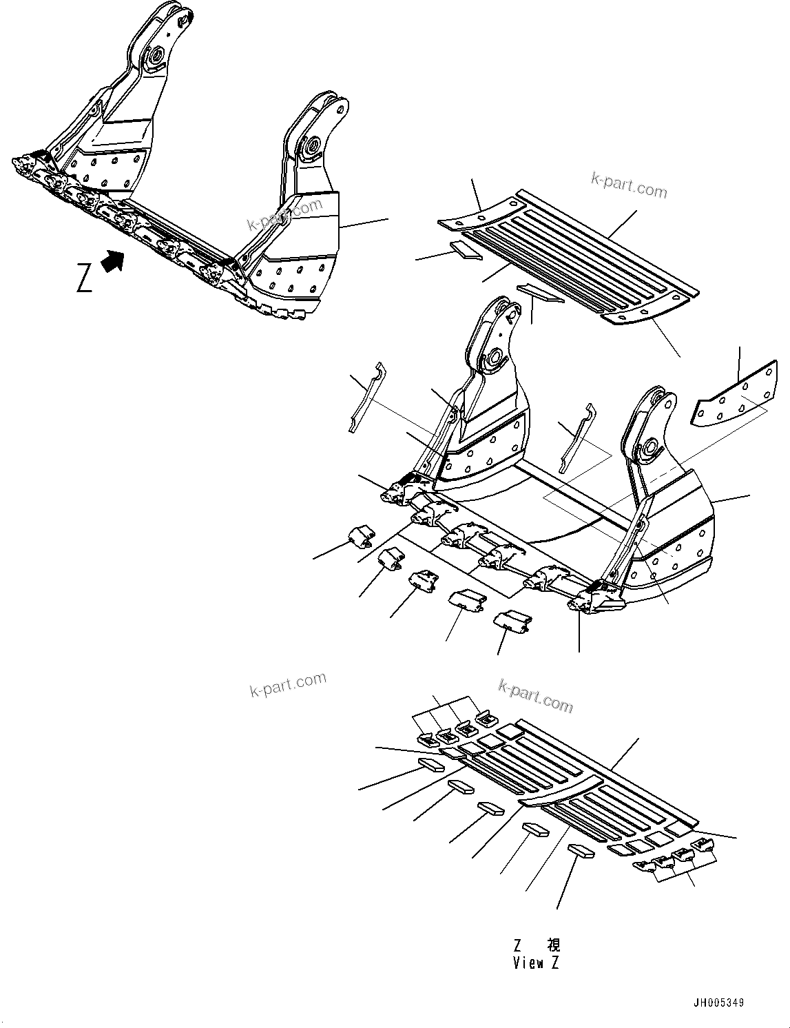 Komatsu parts book diagram for PC2000-11R S/N 31001-UP: BUCKET, FRONT BUCKET(#30001-)