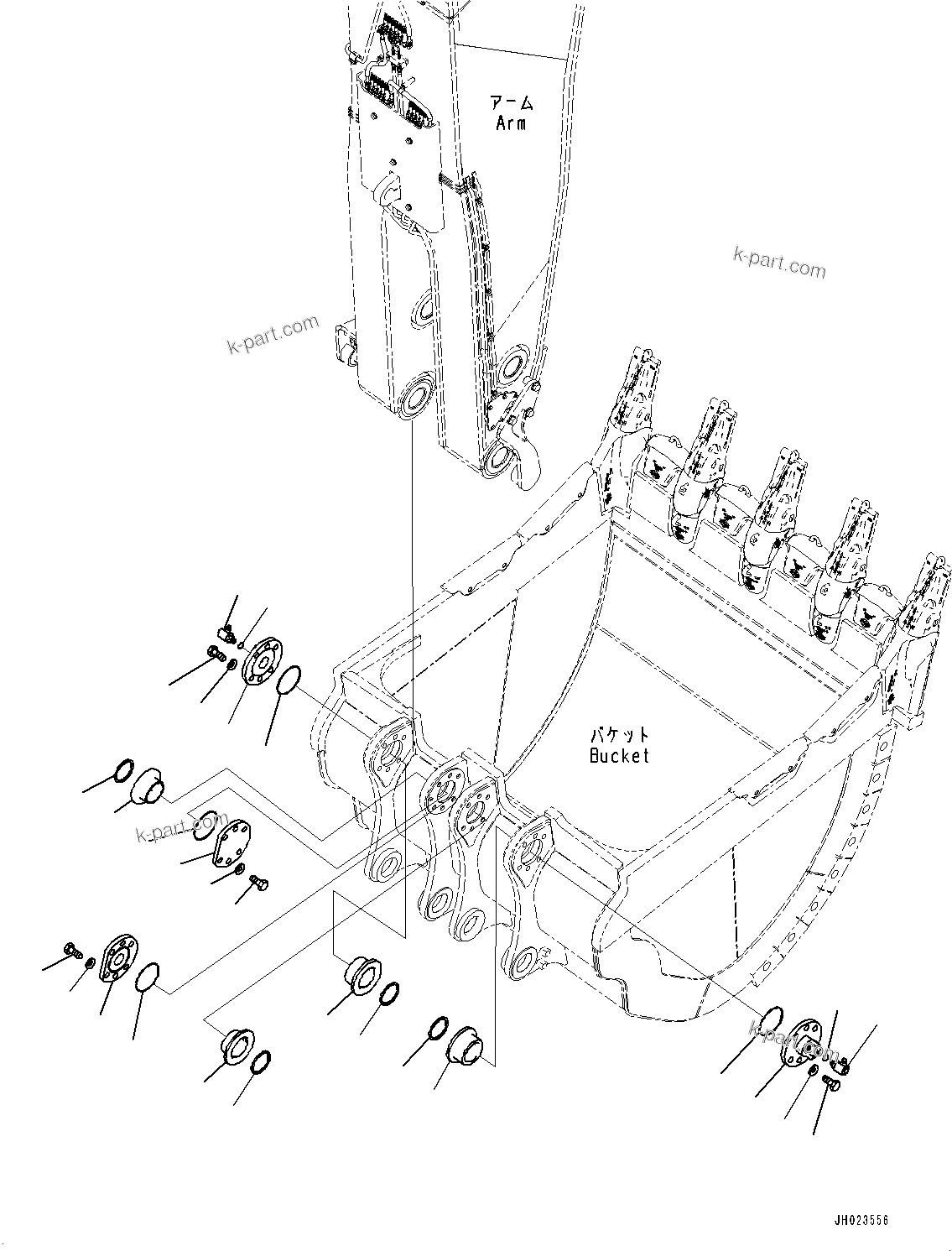 Komatsu parts book diagram for PC2000-11R S/N 31001-UP: BUCKET, (WITHOUT BUCKET)(#30001-)