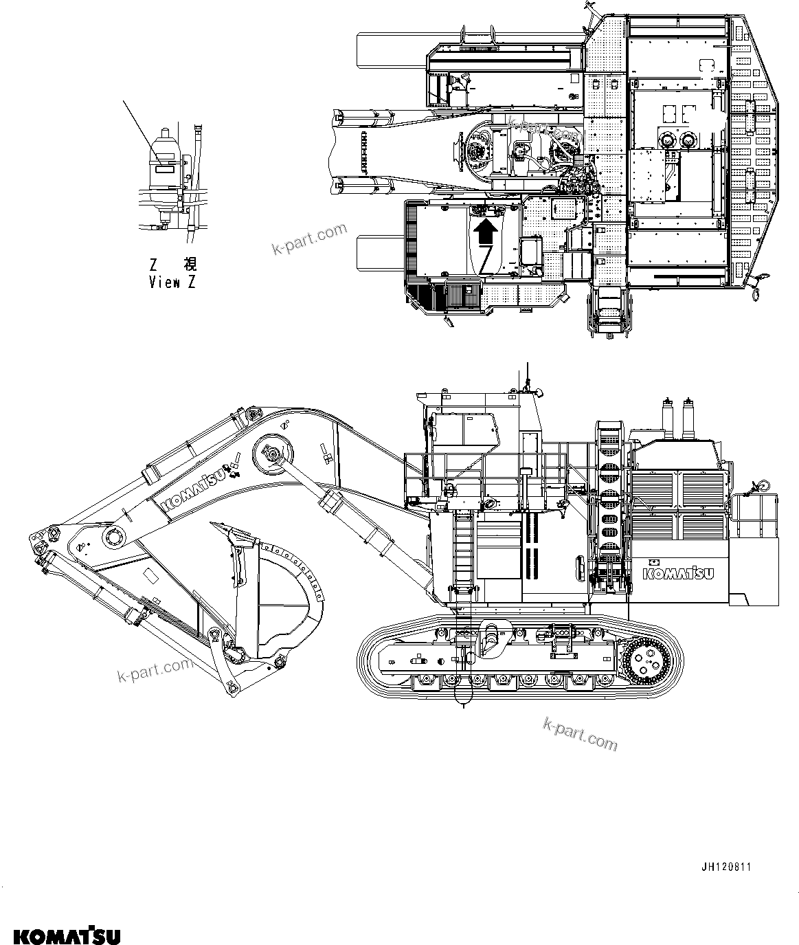 Komatsu parts book diagram for PC2000-11R S/N 31001-UP: CAUTION PLATES, ACCUMULATOR, (#30043-30200)
