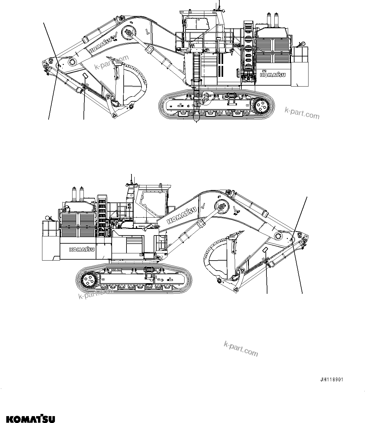 Komatsu parts book diagram for PC2000-11R S/N 31001-UP: CAUTION PLATES, KEEP OFF WORKING RANGES, (#30001-)