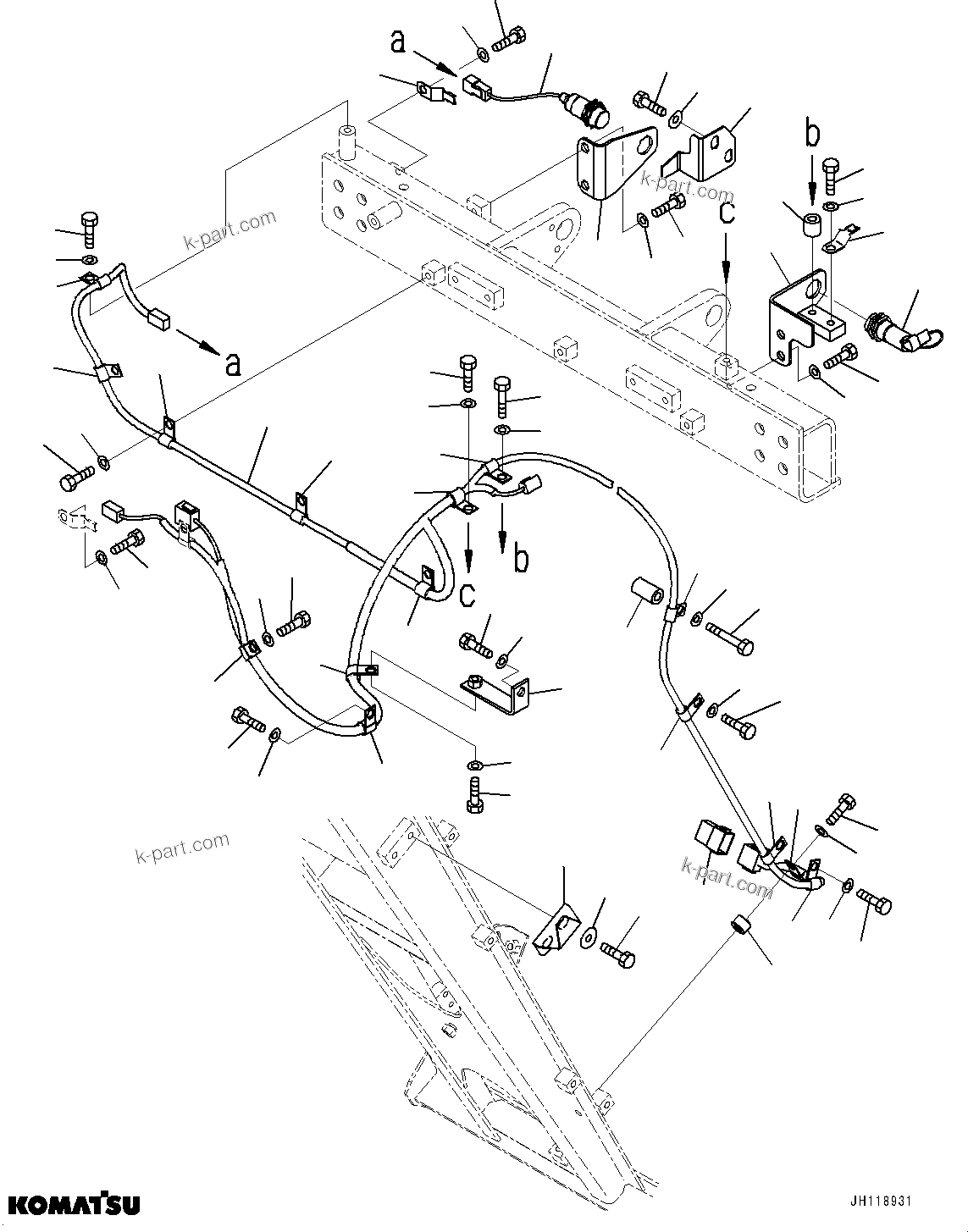 Komatsu parts book diagram for PC2000-11R S/N 31001-UP: SERVICE CENTER, FRAME PIPING(#30001-)