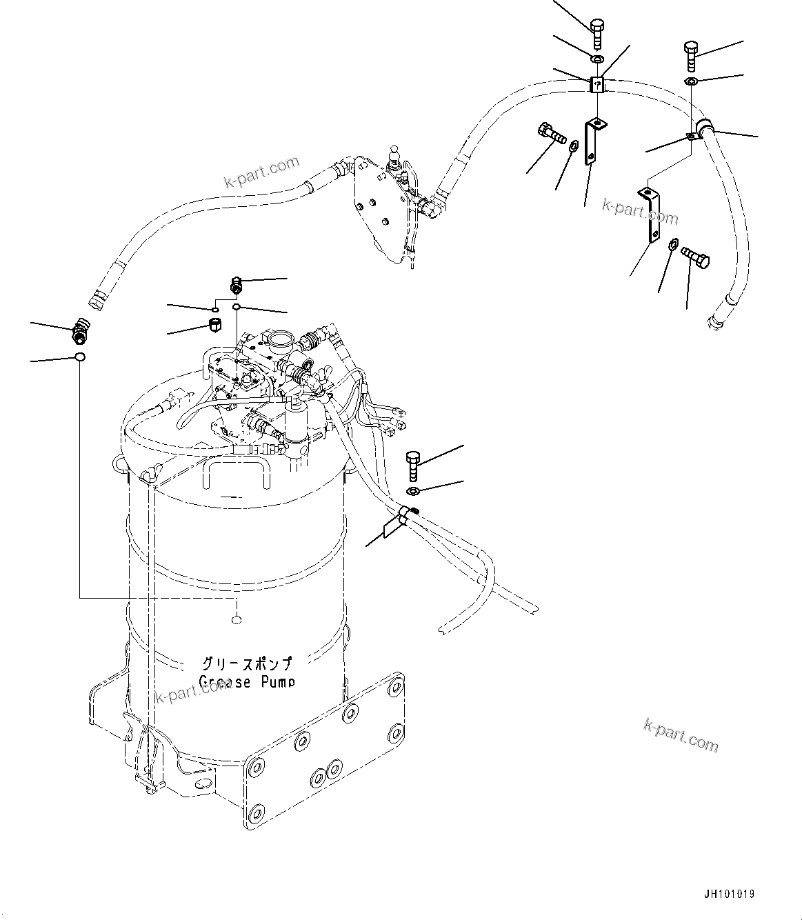Komatsu parts book diagram for PC2000-11R S/N 31001-UP: GREASE PUMP, PIPING MOUNTING(#30001-)