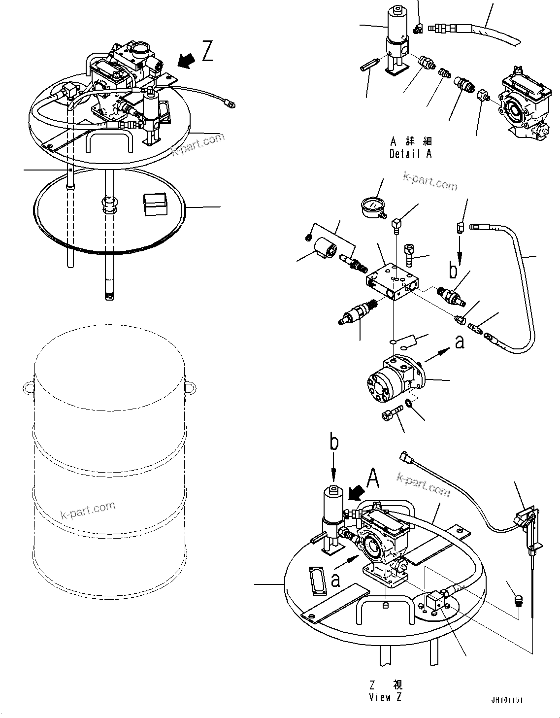 Komatsu parts book diagram for PC2000-11R S/N 31001-UP: GREASE PUMP, PUMP (3/3)(#30001-30019)