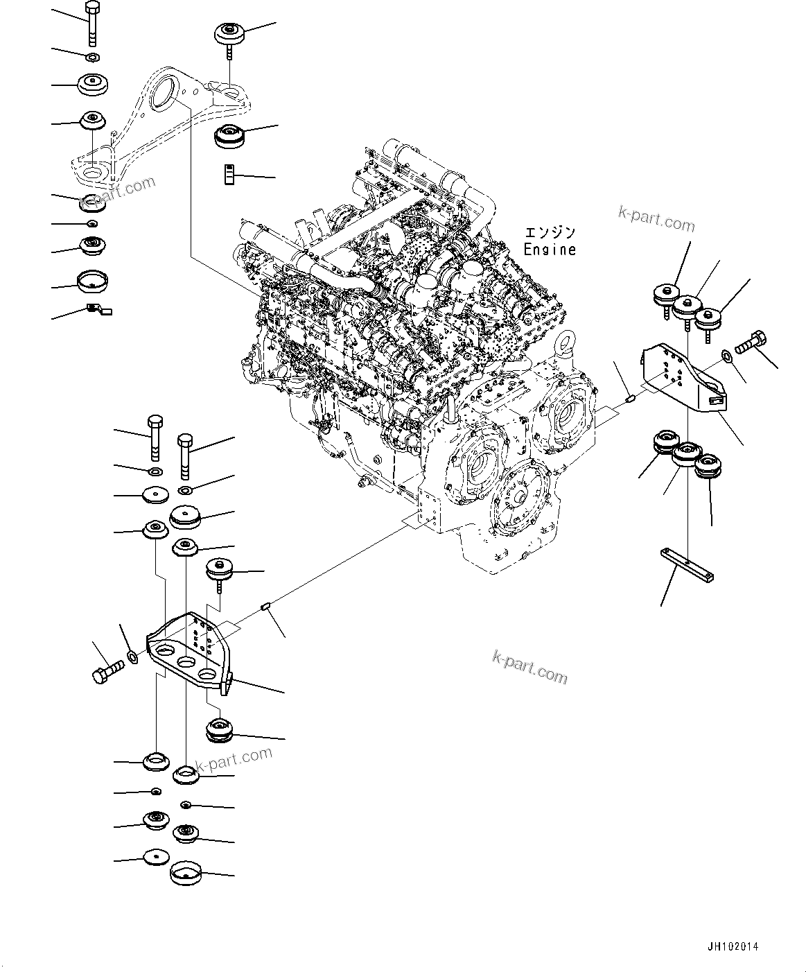 Komatsu parts book diagram for PC2000-11E0 S/N 31001-UP: ENGINE MOUNTING, BRACKET(#30001-)
