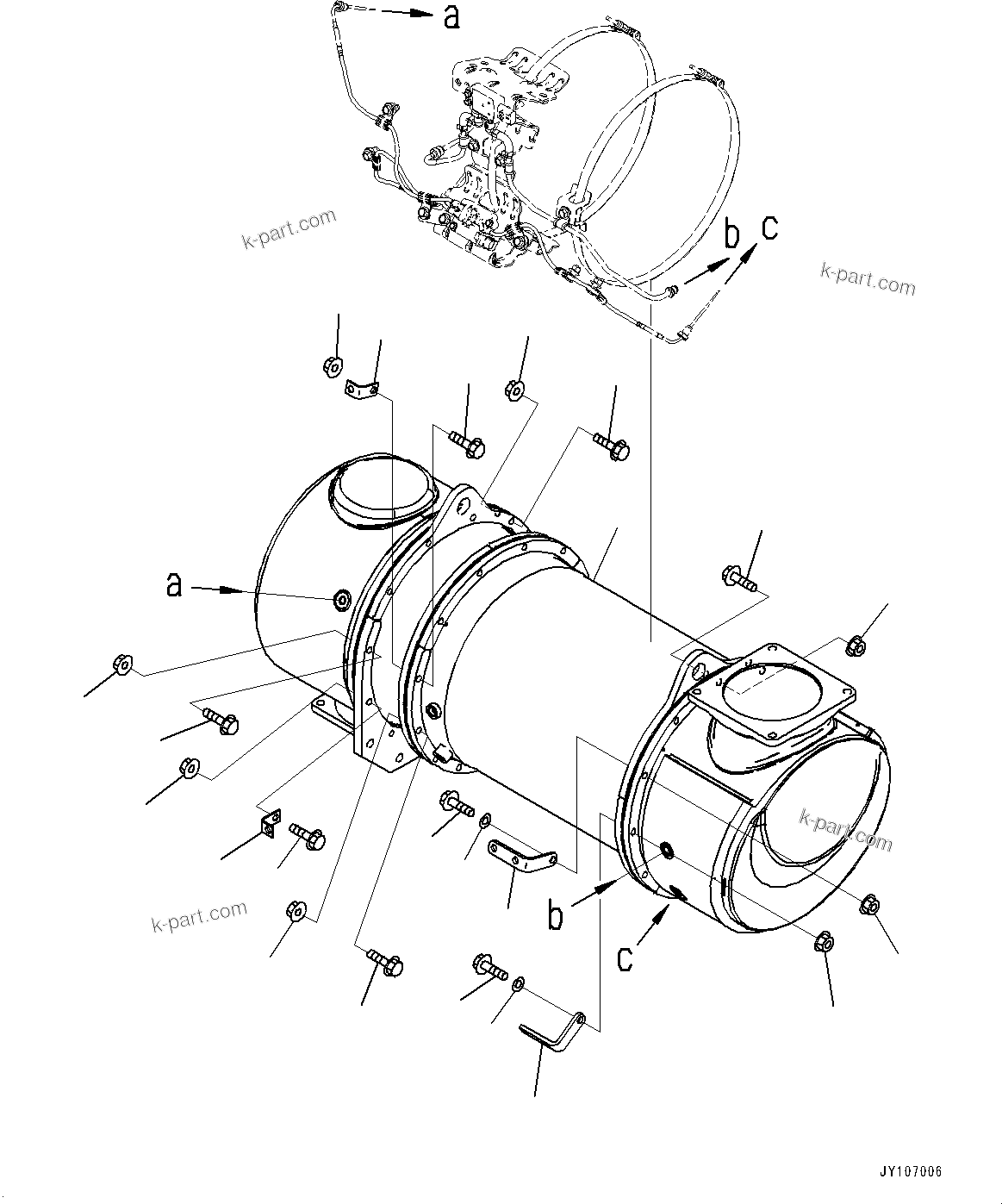 Komatsu parts book diagram for PC2000-11E0 S/N 31001-UP: EXHAUST PIPE, INNER PARTS, KOMATSU DIESEL PARTICULATE FILTER (KDPF) A (1/2)(#30001-)