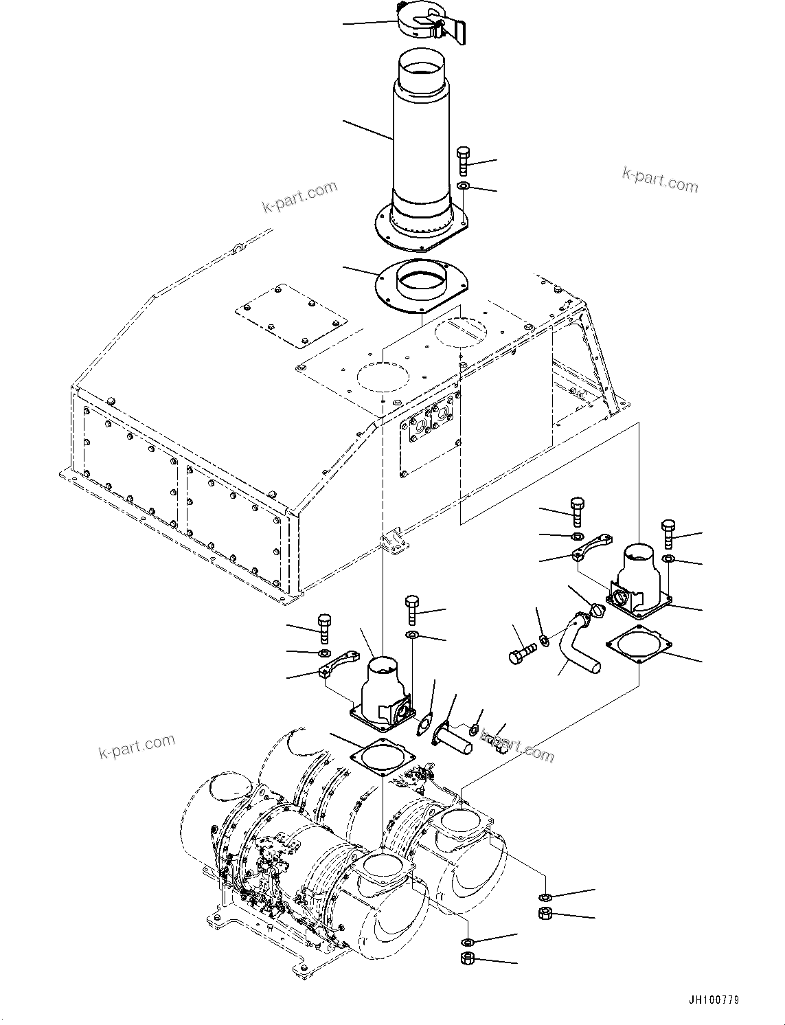 Komatsu parts book diagram for PC2000-11E0 S/N 31001-UP: EXHAUST PIPE, PIPE(#30001-)