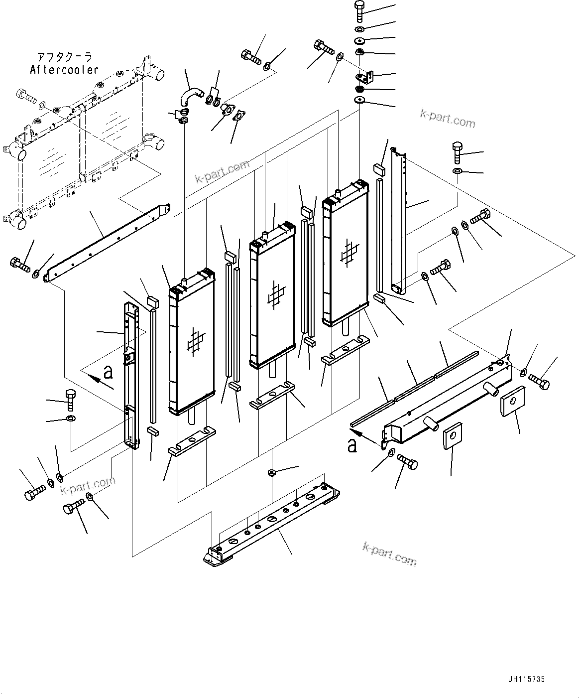Komatsu parts book diagram for PC2000-11E0 S/N 31001-UP: COOLING SYSTEM, RADIATOR(#30069-)