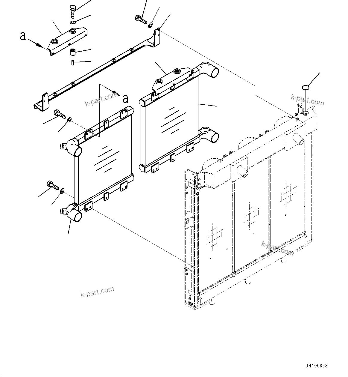 Komatsu parts book diagram for PC2000-11E0 S/N 31001-UP: COOLING SYSTEM, AFTERCOOLER AND ISOLATOR(#30001-)