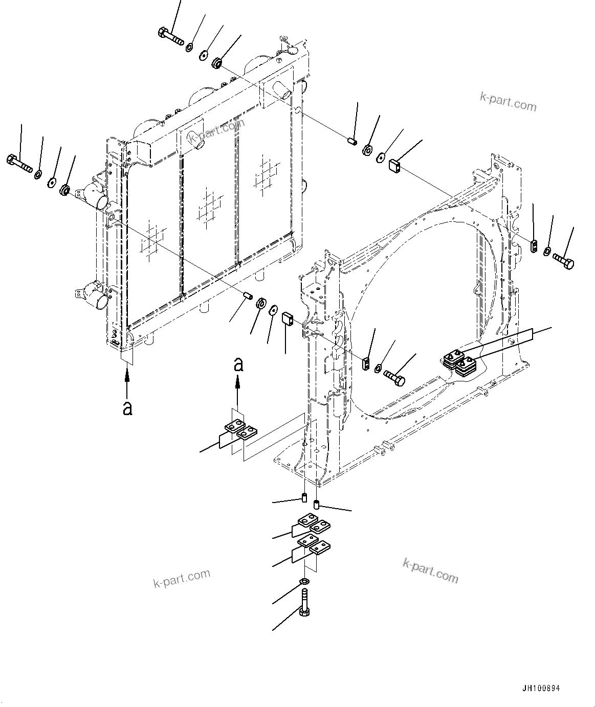 Komatsu parts book diagram for PC2000-11E0 S/N 31001-UP: COOLING SYSTEM, RADIATOR MOUNTING(#30001-)