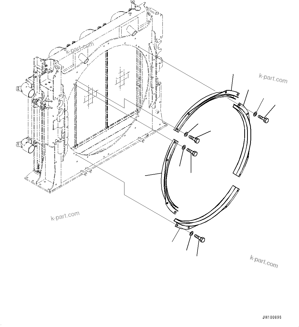 Komatsu parts book diagram for PC2000-11E0 S/N 31001-UP: COOLING SYSTEM, SHROUD (2/3)(#30001-)