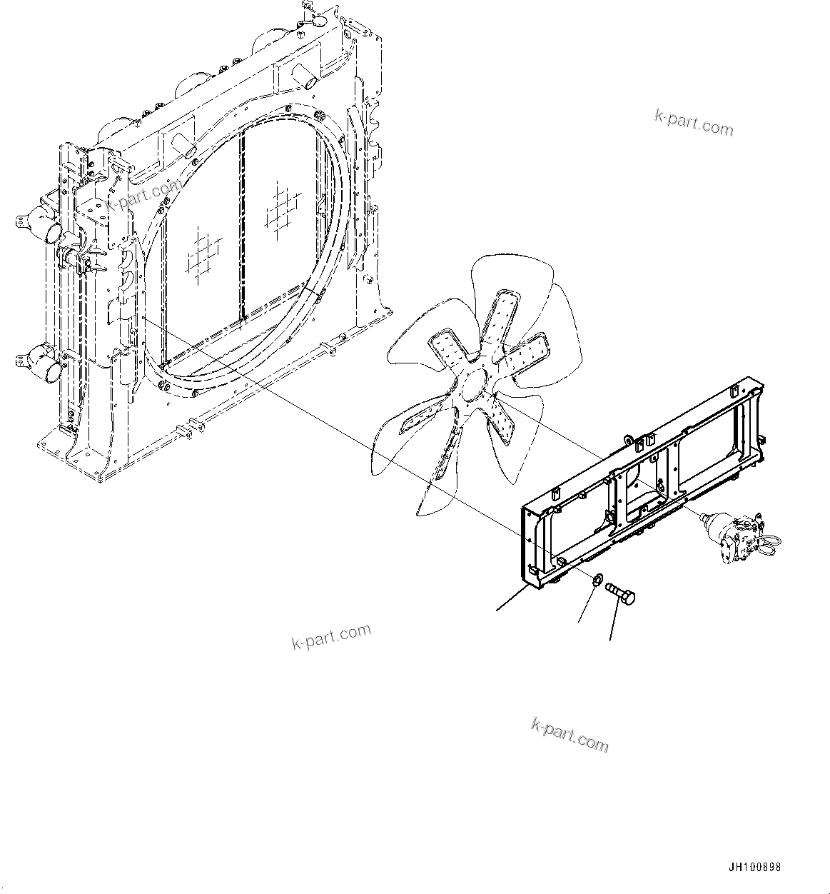 Komatsu parts book diagram for PC2000-11E0 S/N 31001-UP: COOLING SYSTEM, FAN MOTOR MOUNTING (1/2)(#30001-)