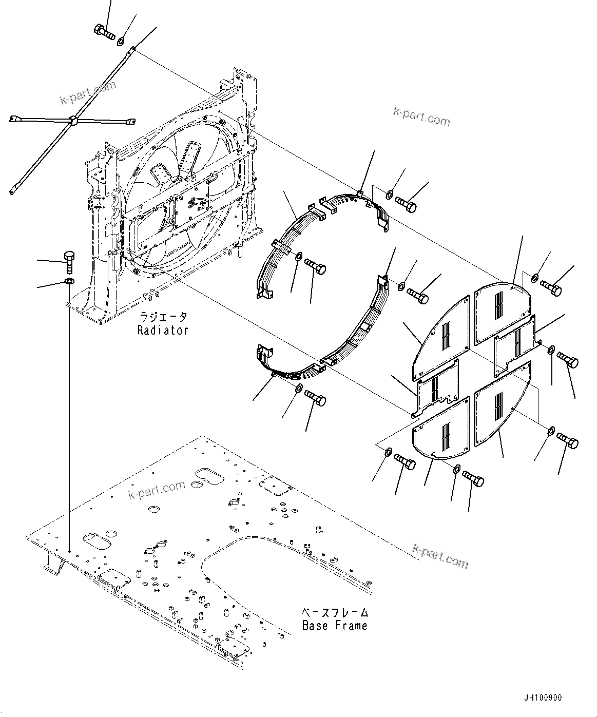 Komatsu parts book diagram for PC2000-11E0 S/N 31001-UP: COOLING SYSTEM, FAN GUARD (1/2)(#30001-)