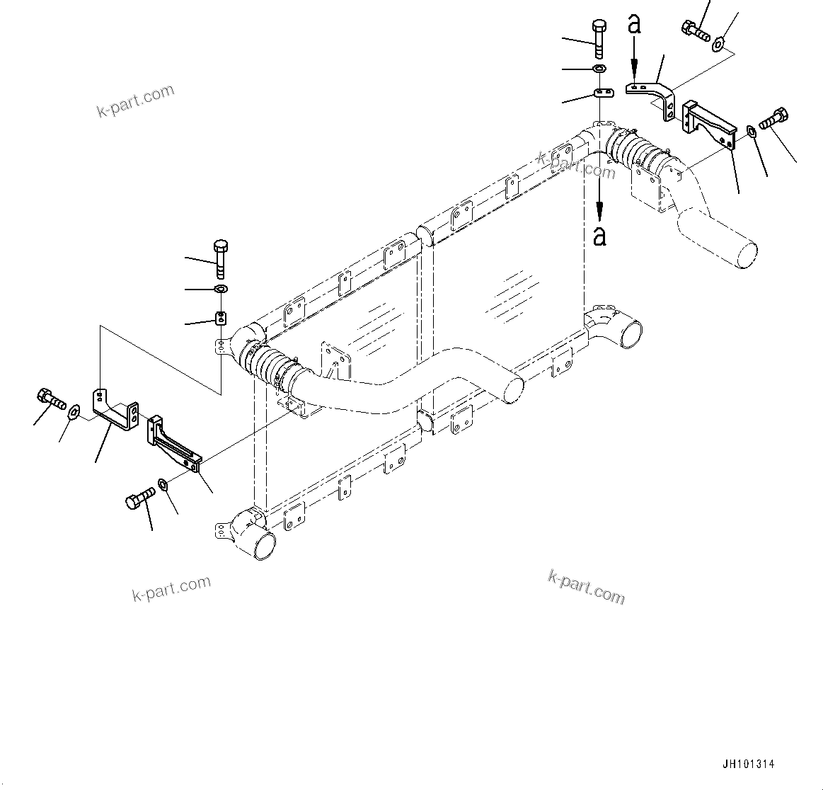 Komatsu parts book diagram for PC2000-11E0 S/N 31001-UP: COOLING SYSTEM, BRACKET(#30001-)