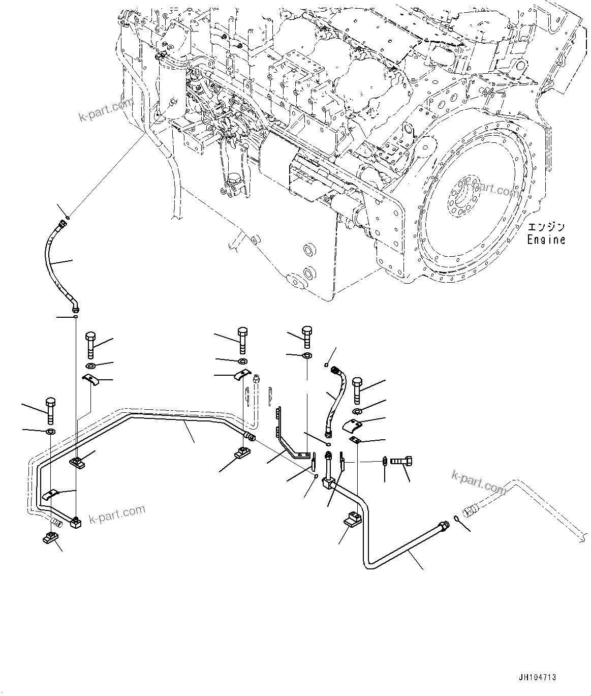 Komatsu parts book diagram for PC2000-11E0 S/N 31001-UP: FUEL PIPING, POWER CONTAINER FUEL RETURN SPILL PIPING (1/2)(#30001-)