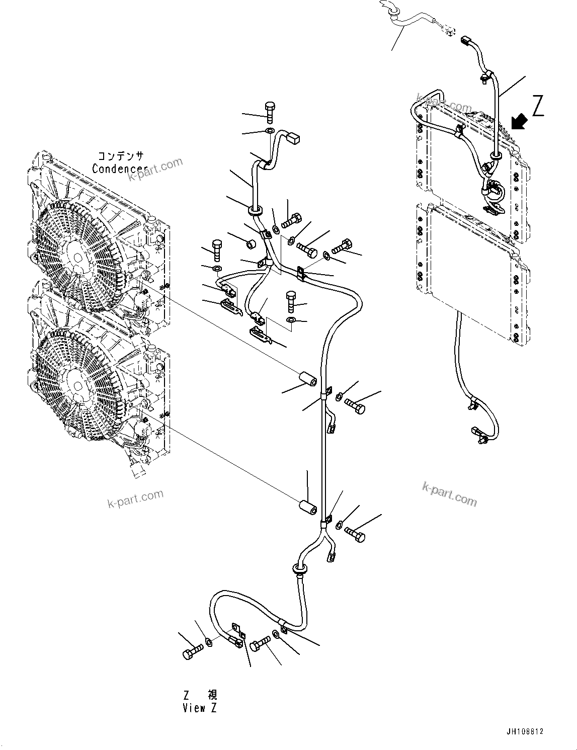 Komatsu parts book diagram for PC2000-11E0 S/N 31001-UP: ELECTRIC WIRING HARNESS, CONDENSER MOUNTING(#30001-)