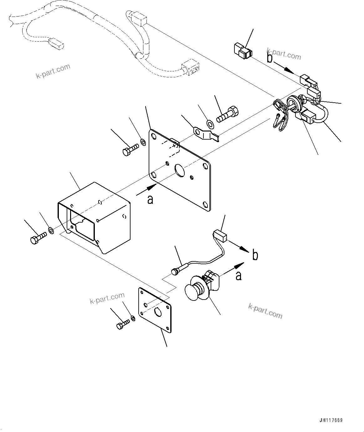 Komatsu parts book diagram for PC2000-11E0 S/N 31001-UP: ELECTRIC WIRING HARNESS, ENGINE STOP SWITCH, FRONT(#30001-)
