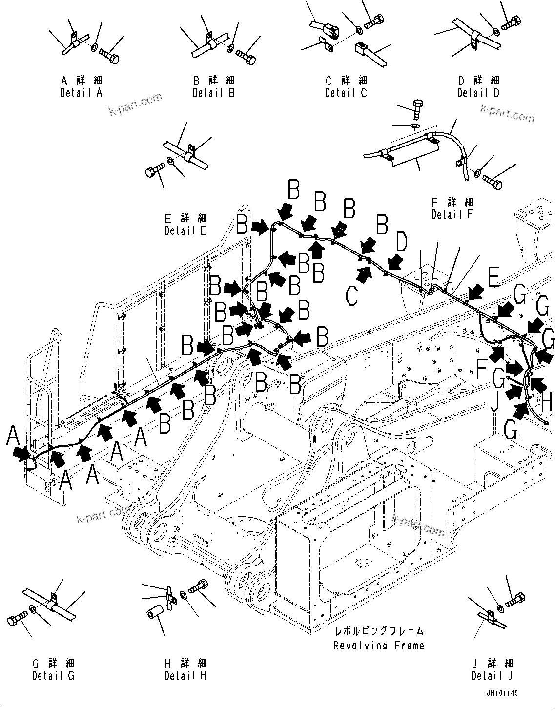 Komatsu parts book diagram for PC2000-11E0 S/N 31001-UP: KOMVISION CAMERA, WIRING HARNESS (4/4)(#30001-30000)