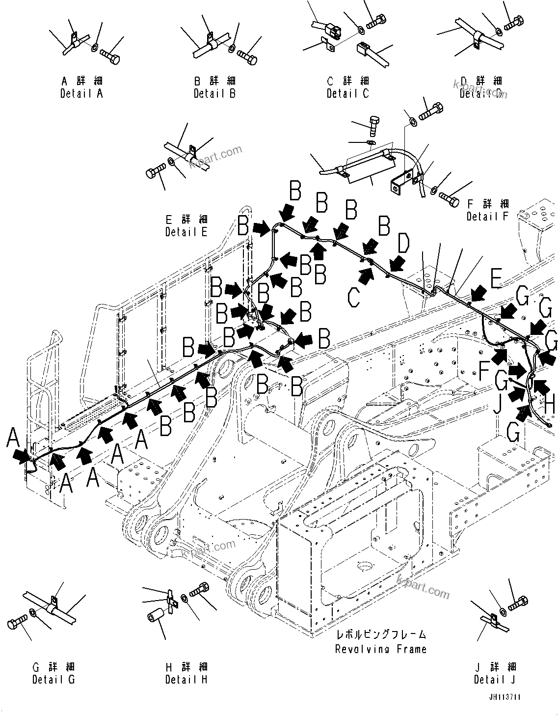 Komatsu parts book diagram for PC2000-11E0 S/N 31001-UP: KOMVISION CAMERA, WIRING HARNESS (4/4)(#30001-30179)