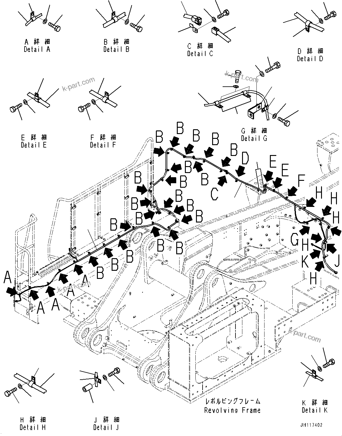 Komatsu parts book diagram for PC2000-11E0 S/N 31001-UP: KOMVISION CAMERA, WIRING HARNESS (4/4)(#30180-)