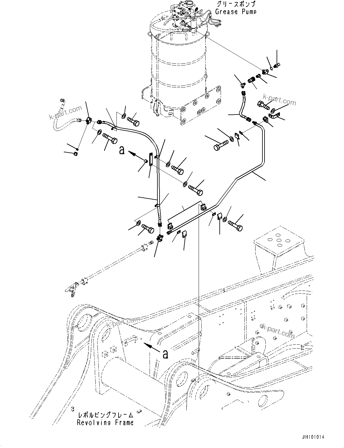 Komatsu parts book diagram for PC2000-11E0 S/N 31001-UP: AUTO-GREASING SYSTEM, LUBRICATION PIPING (1/4)(#30001-)