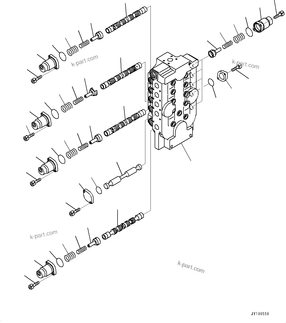 Komatsu parts book diagram for PC2000-11E0 S/N 31001-UP: CONTROL VALVE, 10-SPOOL (1/18) (L.H.)(#30001-)