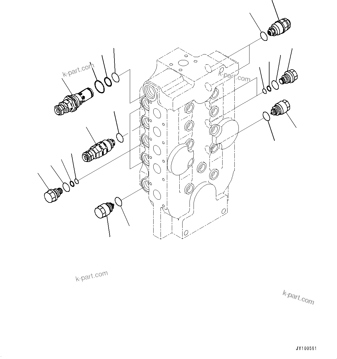 Komatsu parts book diagram for PC2000-11E0 S/N 31001-UP: CONTROL VALVE, 10-SPOOL (16/18) (LOADING SHOVEL, BOTTOM DUMP TYPE) (R.H.)(#30001-)